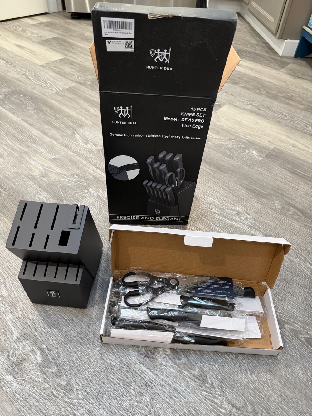 Hunter.Dual DF-15 Pro Black German High Carbon Chef's Knife Set 15 Pieces/1